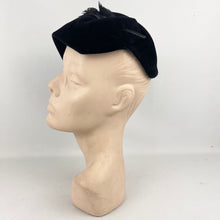 Load image into Gallery viewer, Original 1950’s Black Felt Hat with Huge Feather Trim - Very Stylish Piece *