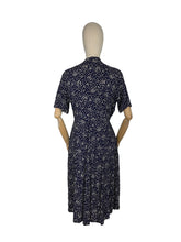 Load image into Gallery viewer, Original 1940's Classic Cotton Day Dress in Blue and White Print - Bust 38 40 *