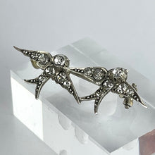 Load image into Gallery viewer, Antique Victorian Hallmarked Silver Double Swallow Brooch Set with Paste - Sweetheart Brooch *