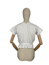 Load image into Gallery viewer, Antique White Cotton Chemise with Sleeves - Broderie Anglaise, Pintucks, Tie Waist and Yoke - Bust 34 36 *