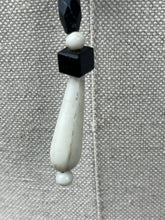 Load image into Gallery viewer, Gorgeous Vintage French Jet and White Glass Necklace - Cream and Black Circular Glass Beads with White Droplet