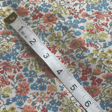 Load image into Gallery viewer, Vintage Floral Cotton Dressmaking Fabric - White Base with Blue, Coral and Green Print - 42" x 104"