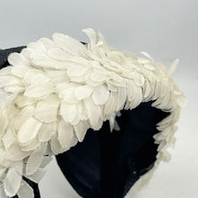 Load image into Gallery viewer, Original 1950's Black and White Half Hat with Flowers by Jacoll
