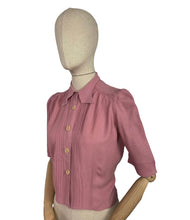 Load image into Gallery viewer, Wounded But Wearable Original 1940's Pink Crepe Blouse with Pin Tucked Front - Bust 36