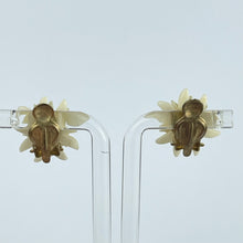 Load image into Gallery viewer, Vintage 1940's 1950's Carved Bovine Bone Edelweiss Clip On Earrings