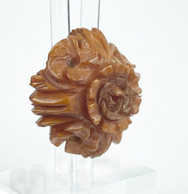 Load image into Gallery viewer, Original 1940's Carved Bakelite Flower Cluster Brooch in Brown