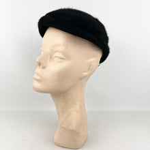 Load image into Gallery viewer, Original 1950's Black Fur Felt Hat with Double Button Trim - Timeless Piece