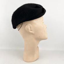 Load image into Gallery viewer, Original 1950's Black Fur Felt Hat with Double Button Trim - Timeless Piece