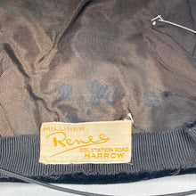 Load image into Gallery viewer, Original 1950's Black and White Pancake Hat in Grosgrain and Velvet - Great New Look Design