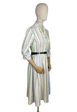 Load image into Gallery viewer, Original 1950's Fara-head Pastel Stripe Day Dress in Pink, Green, Yellow and Blue - Bust 36 37