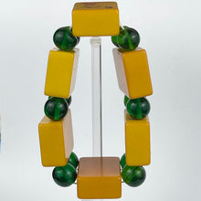 Load image into Gallery viewer, Bracelet Made from Vintage Bakelite Mahjong Playing Pieces with Green Spacers