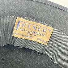 Load image into Gallery viewer, Original 1940’s Black Felt Hat with Bead, Sequin and Straw Trim and Large Bow *