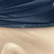 Load image into Gallery viewer, Original 1950's Black Cotton Velvet Hat with Paste Button Trim - Classic Piece