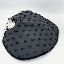 Load image into Gallery viewer, Original 1950's Black and White Pancake Hat in Grosgrain and Velvet - Great New Look Design
