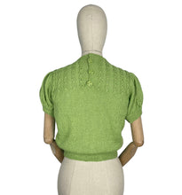 Load image into Gallery viewer, Reproduction 1940's Puff Sleeved Jumper with Neat Half Collar in Chartreuse Alpaca Silk - Bust 34 36