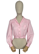 Load image into Gallery viewer, Original 1940's Pale Pink Long Sleeved Blouse with Neat Collar - Bust 34 35