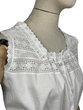 Load image into Gallery viewer, Antique Irish Made White Cotton Chemise with Broderie Anglaise Trim - Bust 34 36 *