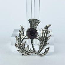 Load image into Gallery viewer, Charming Vintage Scottish Thistle Brooch with Purple Paste Stone