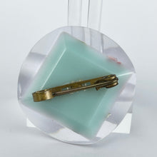 Load image into Gallery viewer, Original 1940's 1950's Reverse Carved Lucite Brooch with Pale Pink Double Roses set on Baby Blue Background *