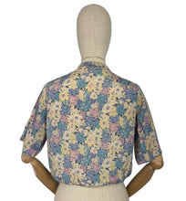 Load image into Gallery viewer, Original 1930's Pure Silk Blouse in Muted Floral Print in Blue, Pink and Yellow - Bust 34 36 *