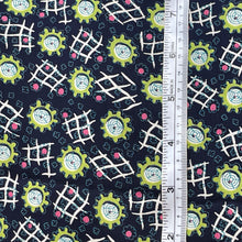 Load image into Gallery viewer, Original 1940's Cold Rayon Novelty Print Dressmaking Fabric in Navy, Pink and Lime Green - Selling by the Metre
