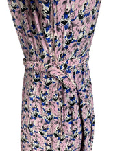 Load image into Gallery viewer, Original 1940's Novelty Print Belted Day Dress in Pink, White, Black and Blue Featuring Birds - Bust 36