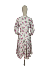 Load image into Gallery viewer, Original 1950’s Pretty Pink Roses Print Dress in Fine Stripe - Bust 34