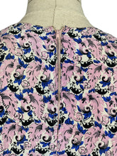 Load image into Gallery viewer, Original 1940's Novelty Print Belted Day Dress in Pink, White, Black and Blue Featuring Birds - Bust 36