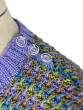 Load image into Gallery viewer, Reproduction 1940's Waffle Stripe Jumper in Brown, Blue, Green and Lavender Knitted from a Wartime Pattern - Bust 36 38 40