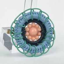 Load image into Gallery viewer, Original 1940's Pink, Green, Blue and Black Wartime Make Do and Mend Brooch with Flower Button Trim