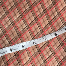 Load image into Gallery viewer, Original 1930's 1940's Light Brown, Black and Red Plaid Crepe Dressmaking Fabric - Gorgeous Check Fabric - 34" x 160"