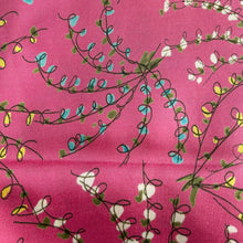 Load image into Gallery viewer, Original 1950's Pure Silk Dressmaking Fabric with Floral Print in White, Green, Blue and Yellow - 36" x 72"