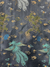 Load image into Gallery viewer, Vintage Inky Black Satin Blouse with Silk Embroidered Chinese Dragons and Phoenixes - Bust 32 34