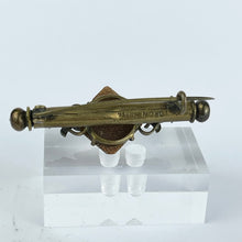 Load image into Gallery viewer, Antique Victorian Pretty and Practical Goldstone and Brass Nanny Brooch with Hidden Sewing Thread and Needle *