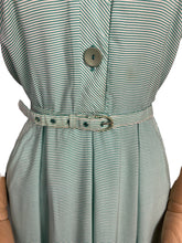 Load image into Gallery viewer, Original 1950's St Michael Floppy Cotton Day Dress in White and Green - Bust 38 40