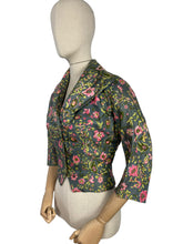 Load image into Gallery viewer, Original 1950's Vibrant Floral Pure Silk Jacket in Green, Pink and Chartreuse - Bust 38