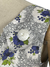 Load image into Gallery viewer, Original 1940's Grey, White, Blue and Green Cotton Summer Dress with Floral Print - B36