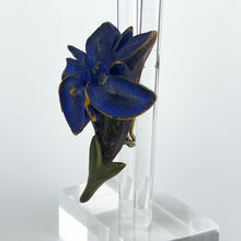 Load image into Gallery viewer, Vintage Painted Bakelite Gentian Brooch and Earrings Set From the 1940's or 1950's