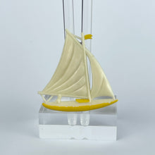 Load image into Gallery viewer, Original 1940's 1950's Yellow and White Sailing Boat Brooch - Charming Yacht Brooch