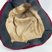 Load image into Gallery viewer, Original 1950's Red Wine Cotton Velvet Close Fitting Hat *
