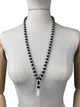 Load image into Gallery viewer, Gorgeous Vintage French Jet and White Glass Necklace - Cream and Black Circular Glass Beads with White Droplet