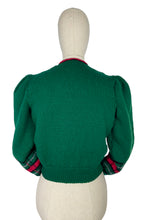 Load image into Gallery viewer, Late 1930's Reproduction Hand Knitted Long Sleeved Ski Jacket in Bottle Green, Cranberry Red, Slate Grey and Black Pure Wool - Bust 38