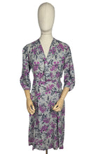 Load image into Gallery viewer, Original 1940's Volup Grey and Pink Floral Day Dress - Bust 40 42 *