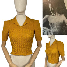 Load image into Gallery viewer, 1940's Reproduction Twisted Cable and Rib Jumper in Mustard Pure Wool - Bust 32 33 34 *