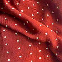 Load image into Gallery viewer, Original 1930's 1940's Rust Red Textured Crepe Dressmaking with Raised White Polka Dot Print - 35" x 160"