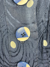 Load image into Gallery viewer, Original 1930's Navy Silk Belted Day Dress with Cream Polka Dots - Bust 36 38
