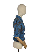 Load image into Gallery viewer, Reproduction 1930's Belted Jumper Hand Knitted from a 1936 Pattern in Blue and Brown