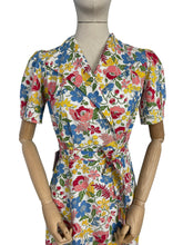 Load image into Gallery viewer, Original 1940's Full Length Floral Textured Cotton House Coat - Great Summer Maxi Dress - Bust 36