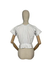 Load image into Gallery viewer, Antique White Cotton Chemise with Sleeves - Broderie Anglaise, Pintucks, Tie Waist and Yoke - Bust 34 36 *