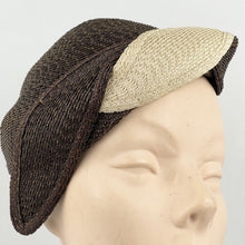 Load image into Gallery viewer, Original 1930’s Brown and Cream Straw Hat with Leaf Detail